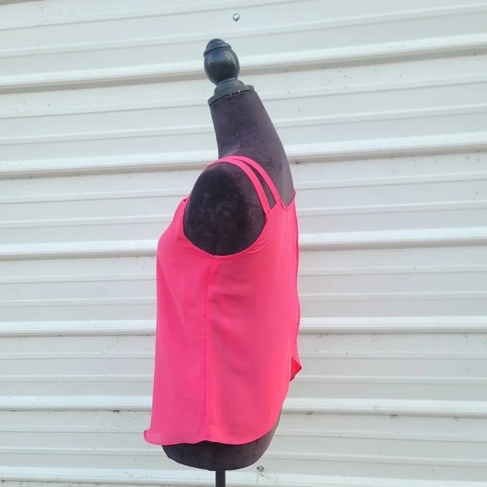 Style LOFT Tank Top Hot Pink Slit Open Back Flowy Women's sz S - Picture 4 of 9